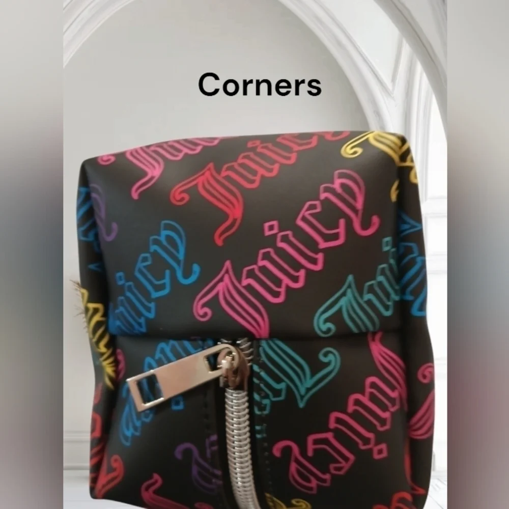 Juicy Couture Black Logo Cosmetic Bag Y2K Makeup Pouch NWOT